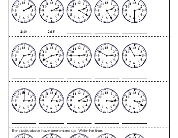 March: Clocks and Counting by Fives and Tens worksheet