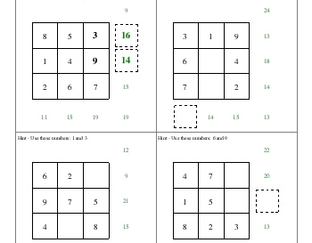 Addition Squares worksheet