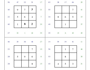 April: Subtraction Squares worksheet