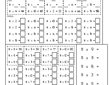 Multiply Elevens worksheet