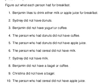 teach April: Logic Puzzle: Breakfast