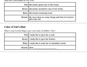 Mother's Day Glyph worksheet Mother's Day Glyph worksheet