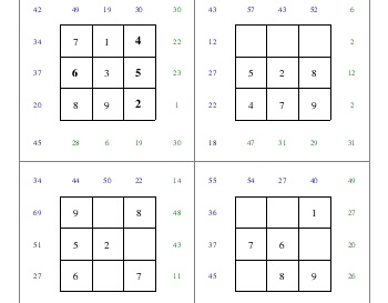 May/June: Subtraction Squares worksheet