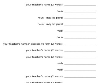 May/June: My Teacher Funda-blank worksheet