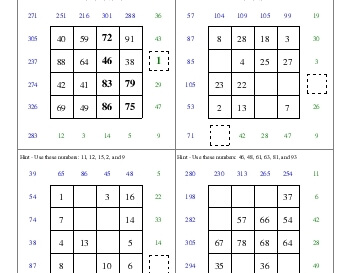 May/June: Subtraction Squares worksheet