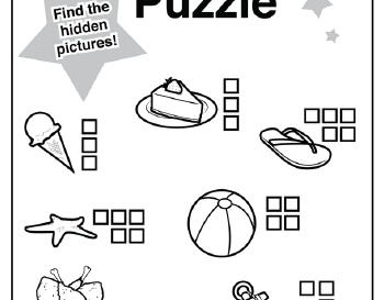 July/August: Hidden Pictures: July Themes Puzzle teaching resource