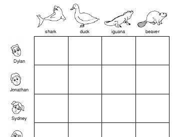 July/August: Logic Puzzle: Favorite Animals worksheet
