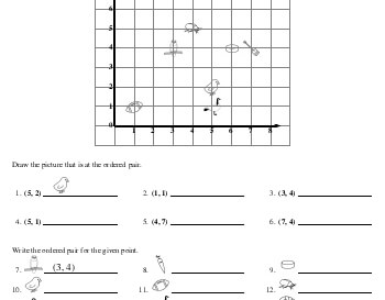 teach July/August: Easy Ordered Pairs Coordinates with Pictures (8 by 8)