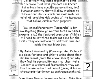 September: My Animal Personality (Project) worksheet