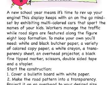 September: We're on the Road to a Great Year! - Bulletin Board worksheet