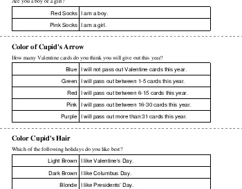 February: Valentine's Day Glyph worksheet