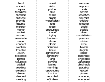 teach September: Weekly Spelling Word Lists