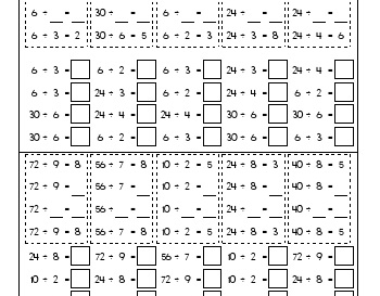 Division from ÷2 to ÷9 worksheet