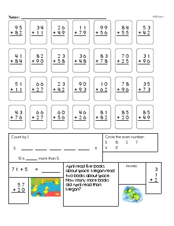teach 2nd Grade No Prep 2-Digit Addition Book (includes mixed work)