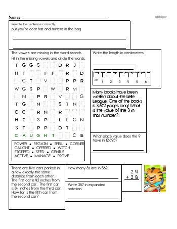 teach 4th Grade No Prep 2-Digit Addition Book (includes mixed work) [No Carrying]