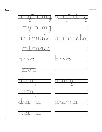 teach Writing cursive A with second grade mixed work (Book #2)