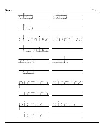 teach Writing cursive C with second grade mixed work