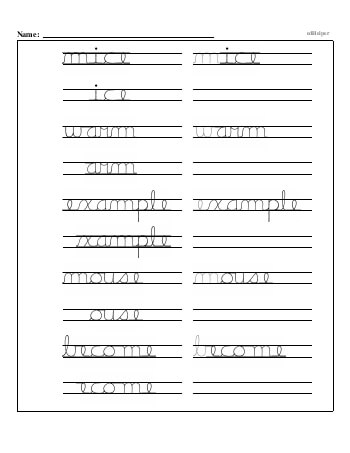 teach Writing cursive M with second grade mixed work (Book #2)