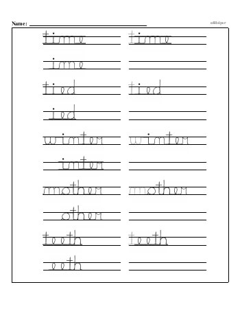 Writing cursive T with second grade mixed work (Book #2) worksheet