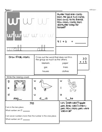 Writing cursive W with second grade mixed work (Book #2) teaching resource