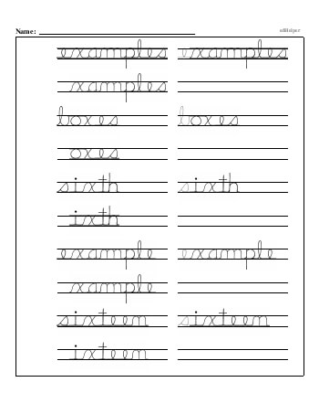 teach Writing cursive X with second grade mixed work