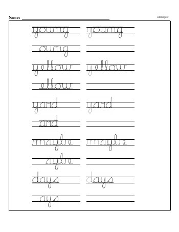 Writing cursive Y with second grade mixed work worksheet
