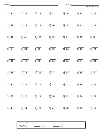 teach Division Minute: Dividing 2s (dividend up to 24) teach Division Minute: Dividing 2s (dividend up to 24)