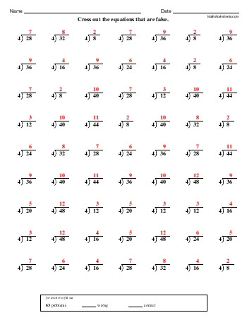 teach Division Minute: Dividing 4s (dividend up to 48) teach Division Minute: Dividing 4s (dividend up to 48)