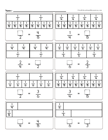 Equivalent Fractions Worksheet #1 - Missing Numerator teaching resource