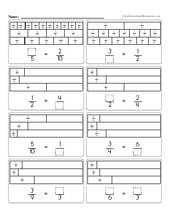 Equivalent Fractions Worksheet #7 teaching resource