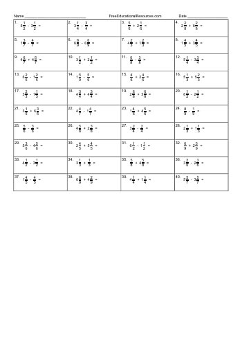 Adding and subtracting mixed numbers with like denominators - Worksheet #1 teaching resource
