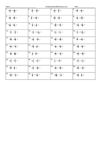 teach Adding and subtracting mixed numbers - Worksheet #1