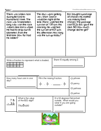 4th grade math review worksheets