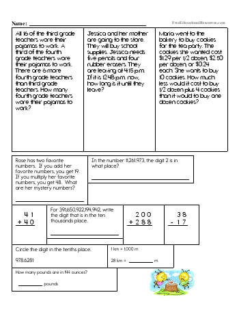 5th Grade Math Review Worksheets ...