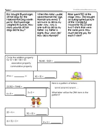 6th grade math review worksheets freeeducationalresourcescom