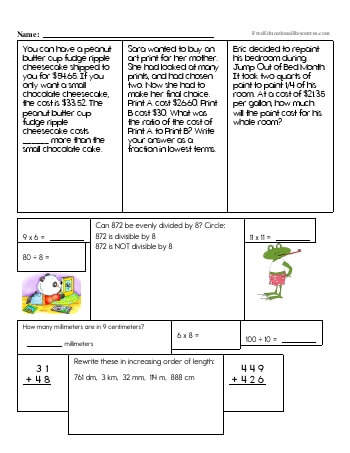 6th grade math review worksheets freeeducationalresourcescom