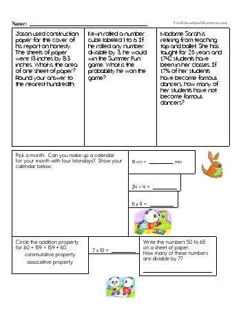 Sixth Grade Math Review (Book #3) worksheet