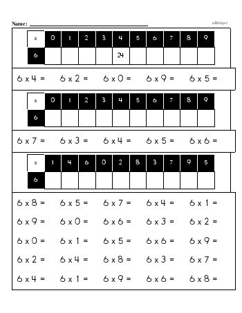 teach Multiplication Facts: 6s (6 x number)