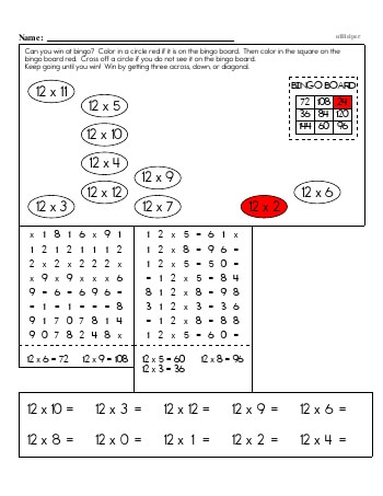 Multiplication Facts: 12s (12 x number) teaching resource