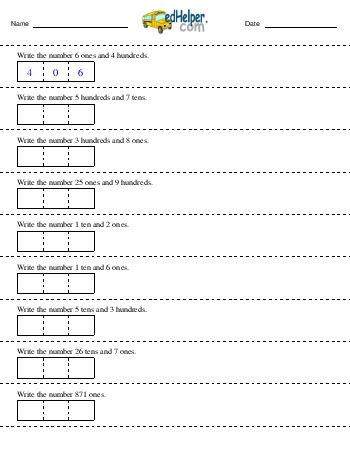 teach Make a number by adding two place values (first answer given) teach Make a number by adding two place values (first answer given)