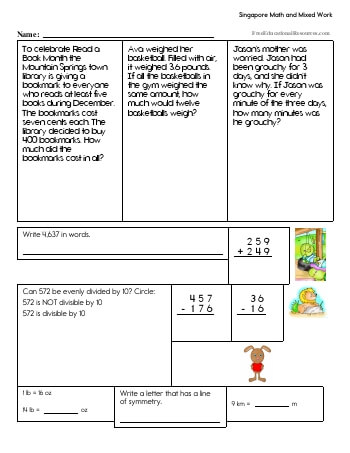 Singapore Math - Fifth Grade Book #2 worksheet