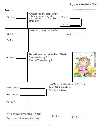 Singapore Math Worksheets | FreeEducationalResources.com