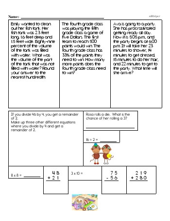 teach Sixth Grade Word Problems Resource Book (Week #6)